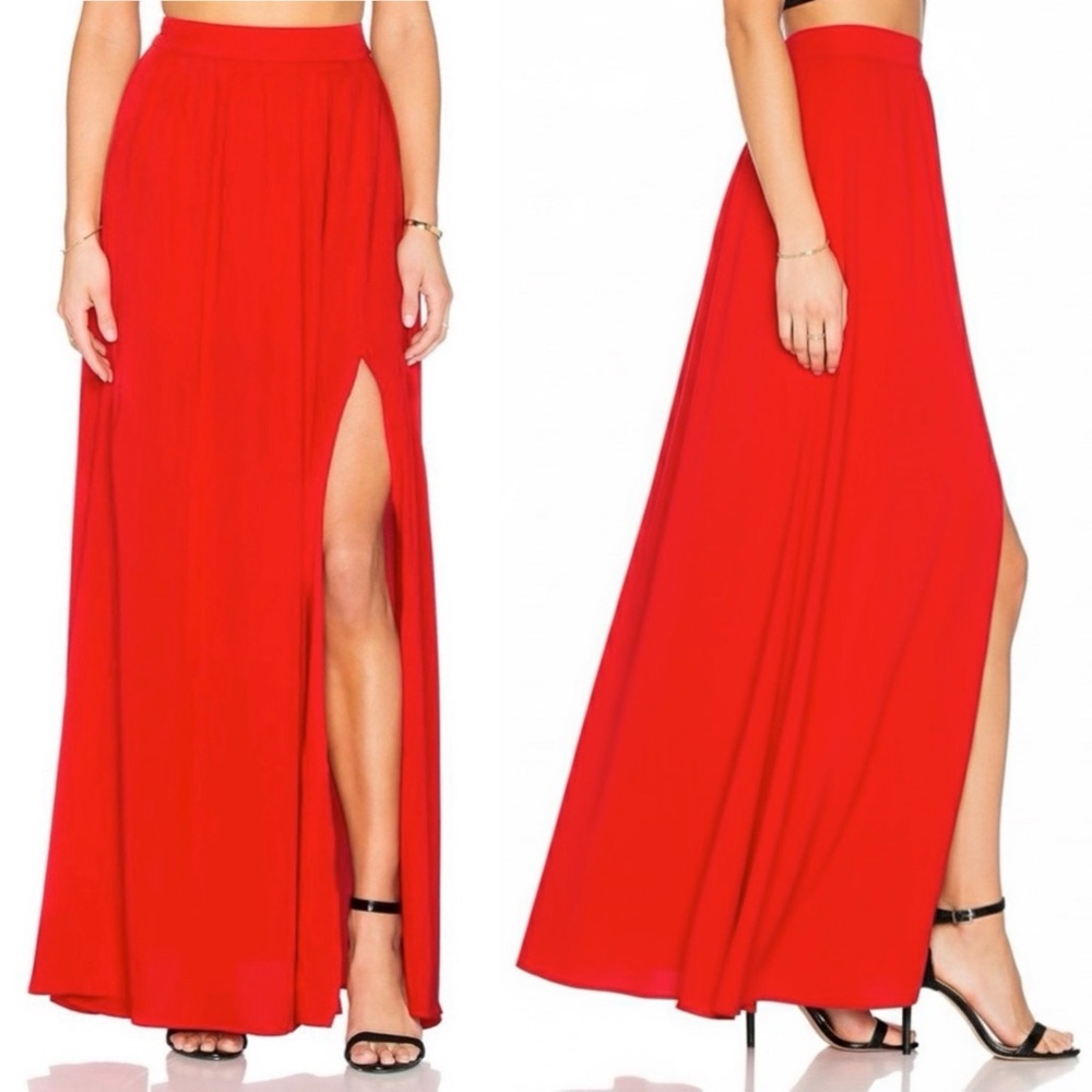 NEW WITH TAGS NWT BLAQUE LABELl x REVOLVE RED MAXI SKIRT SEXY SIDE SLIT SMALL 🔥